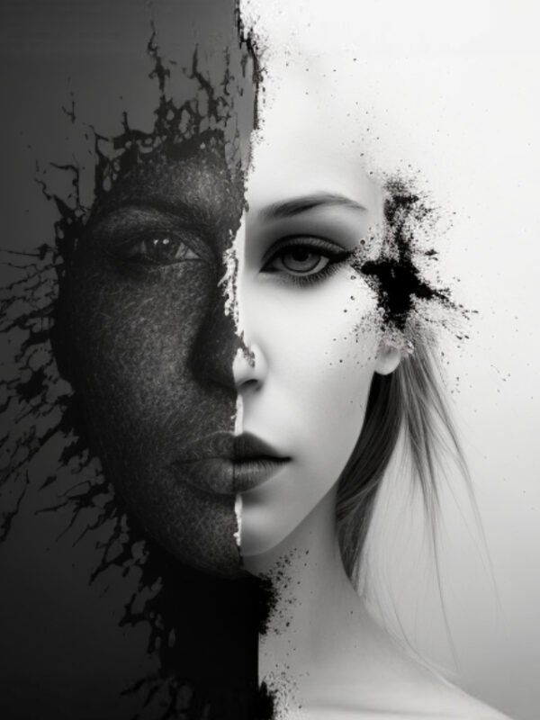 Linea di frattura. Opera in vendita nella Crepax Art Gallery. L'opera raffigura un volto di donna diviso a metà